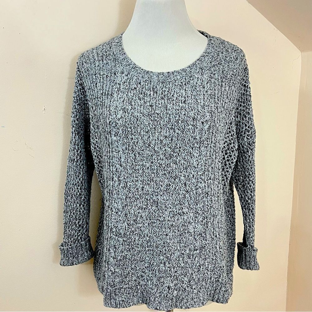 Madewell Plaza Slouchy Fit Knit Sweater Gray/Black Space Dye S